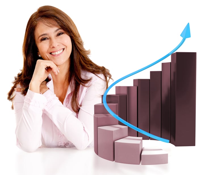 Successful business woman with a growth graph 