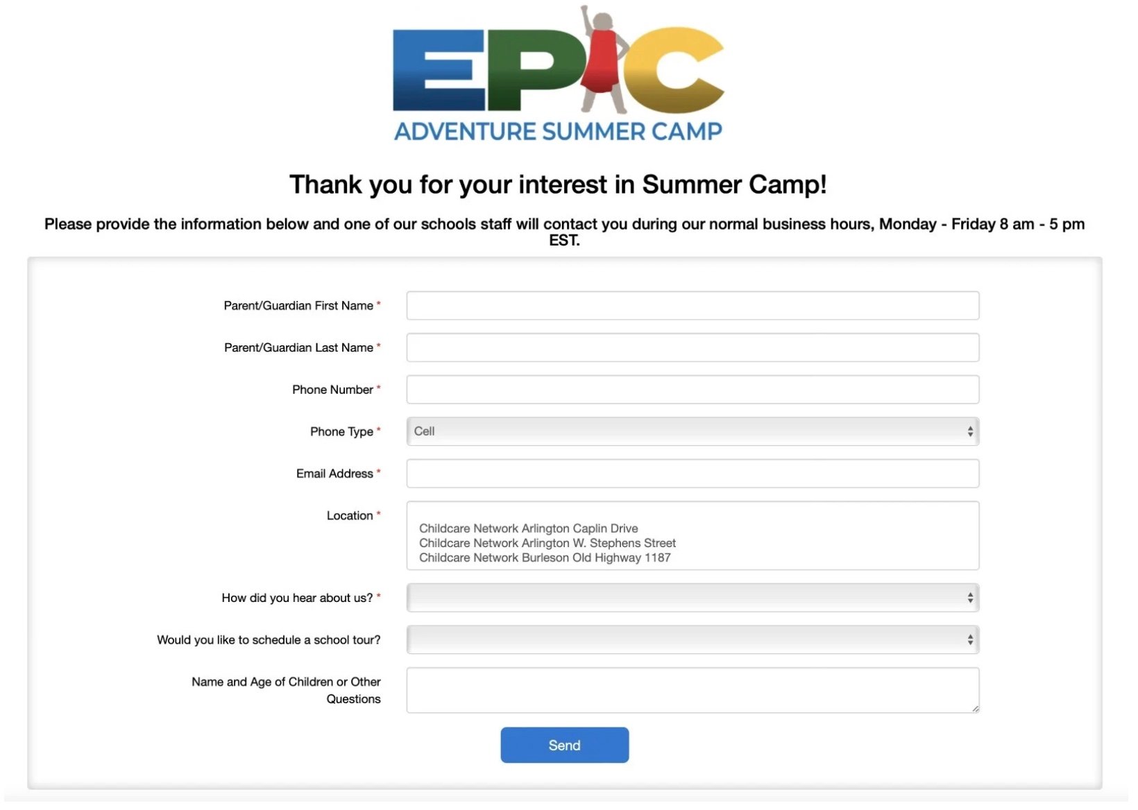 childcare network summer camp form