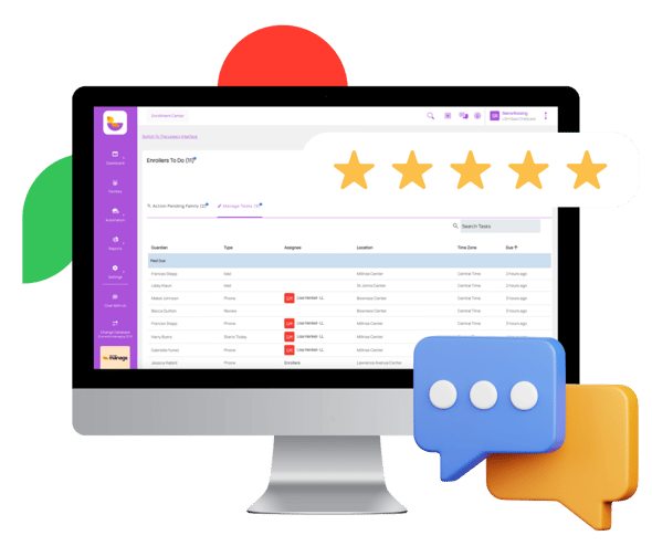 Dashboard displaying historical data within LineLeader’s childcare management system interface