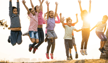 children playing/jumping
