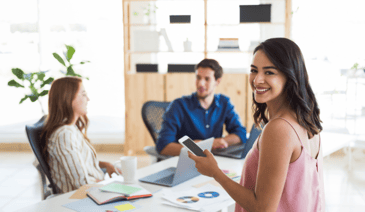 millennial parent using phone to enroll: childcare self-service