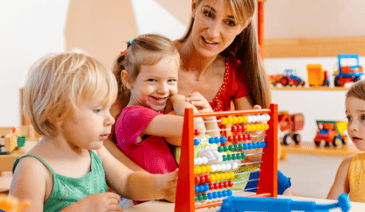childcare owner or worker with kids - business value - Montessori vs preschool