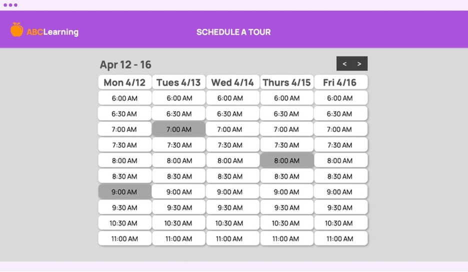 Example tour scheduler tool