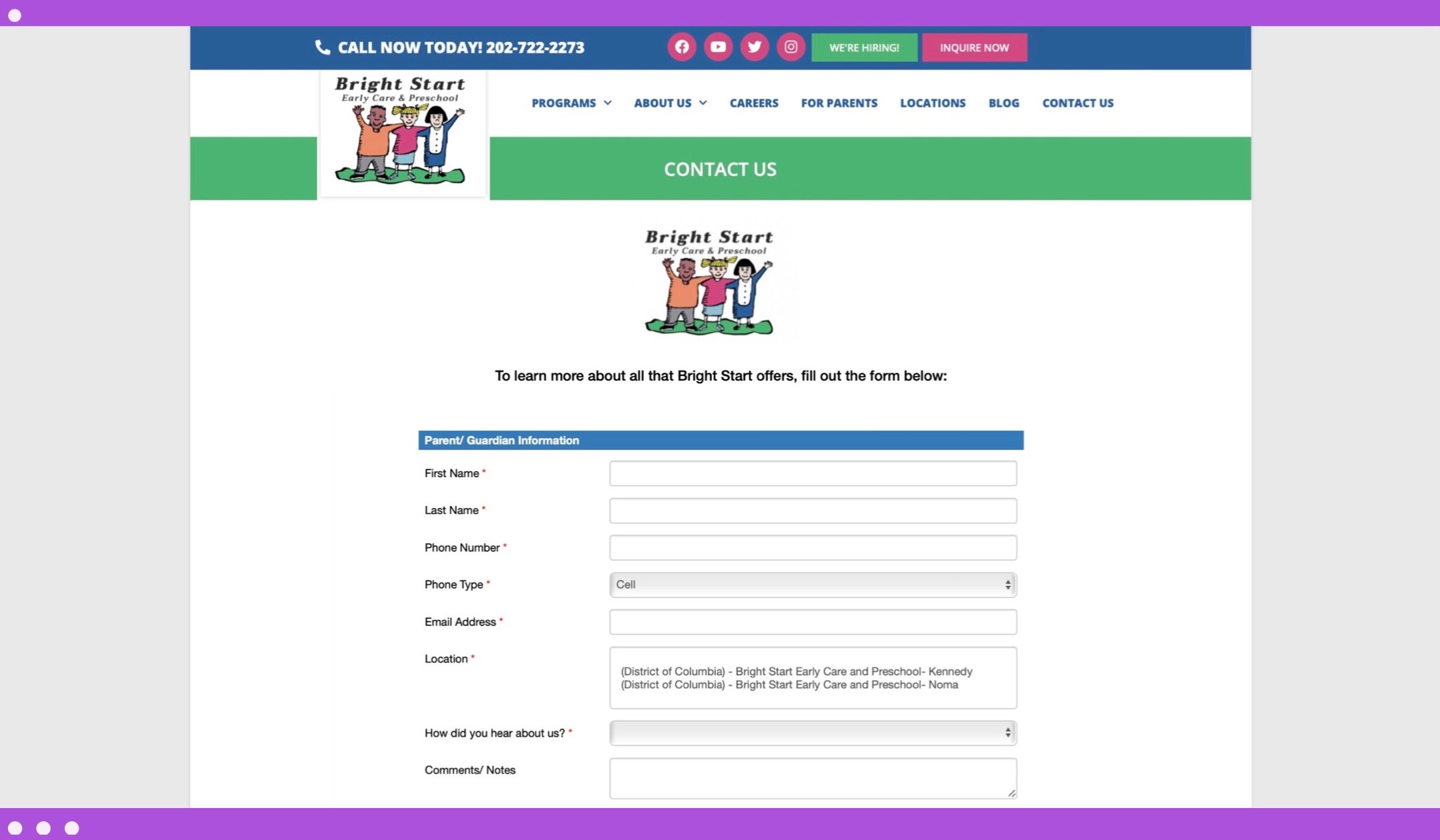 Example web form