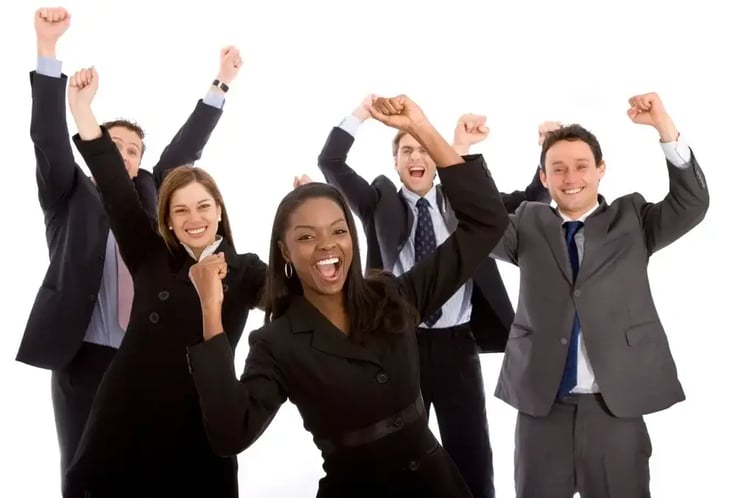 business team full of success isolated over a white background (1)