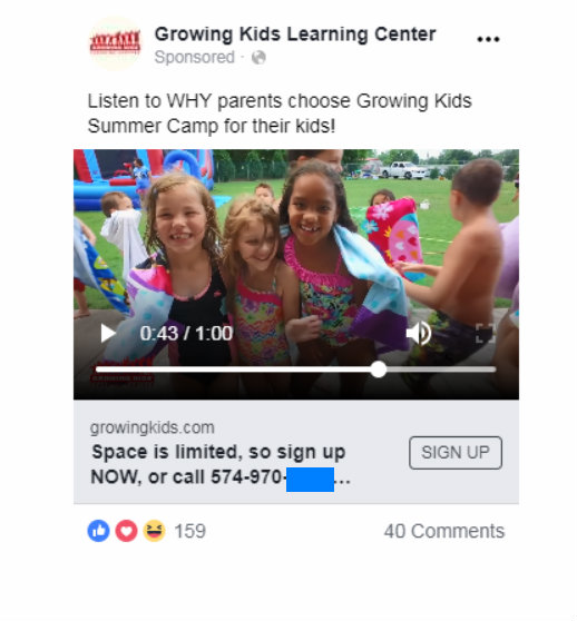 Childcare ad on Facebook - Video Ad