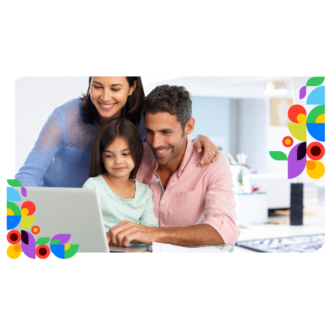 family on laptop - scheduling a tour, enrollment process