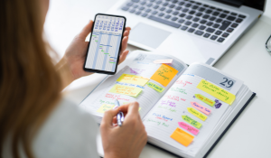 parent looking at schedule