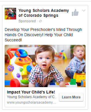 Childcare image/ad on Facebook