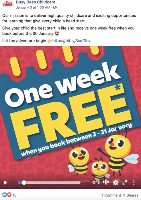 Busy Bees Facebook post