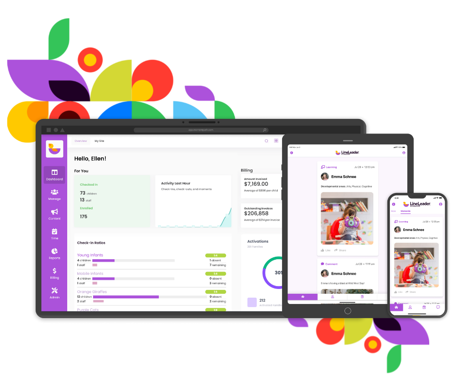 LineLeader by ChildcareCRM on desktop, tablet, and mobile